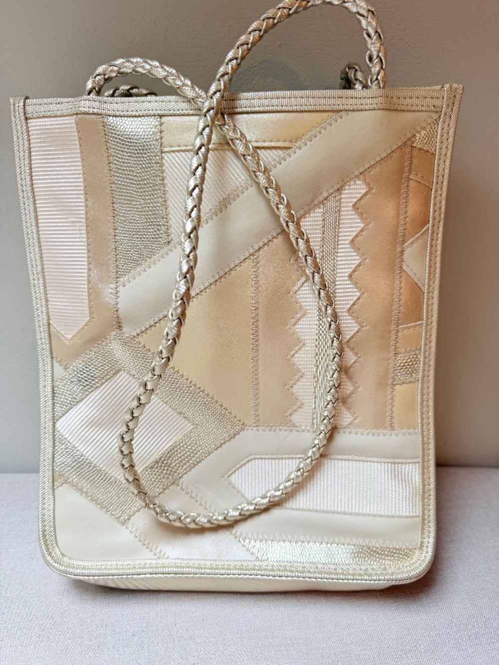 Vintage Tianni 1980s Gold Patchwork Purse Shoulder Bag Like New
